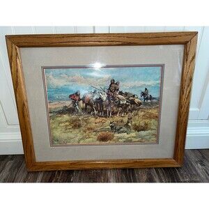 Charles m. Russell framed print Indian women traveling 1897, old town original